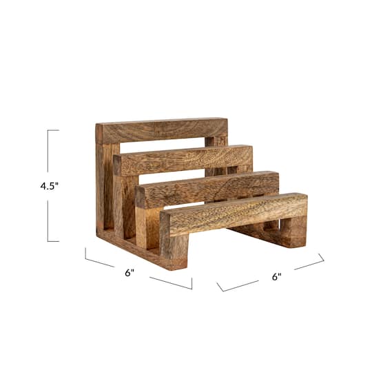Hello Honey® 6" Natural 3 Section Mango Wood Cutting Board Stand